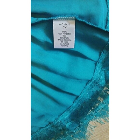 2 XL Roz & Ali Teal Top - slit in sleeve - Picture 6 of 7